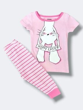 Gymboree Pajama Set Girls 12-18M Pink Bunny Easter Cotton Holiday PJ Sleepwear